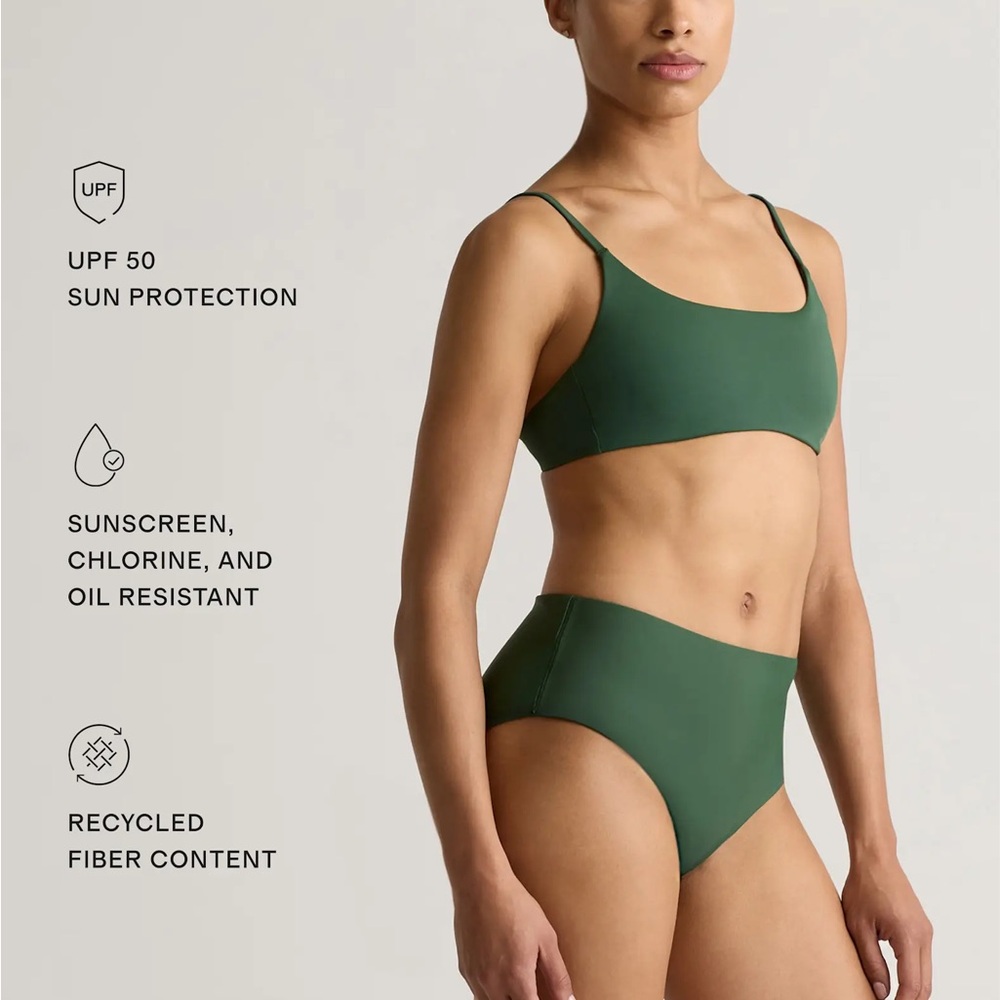 NWT Quince Women's Italian Scoop Neck Bikini Top Palm Green Size M and L ๐ด - Picture 3 of 13